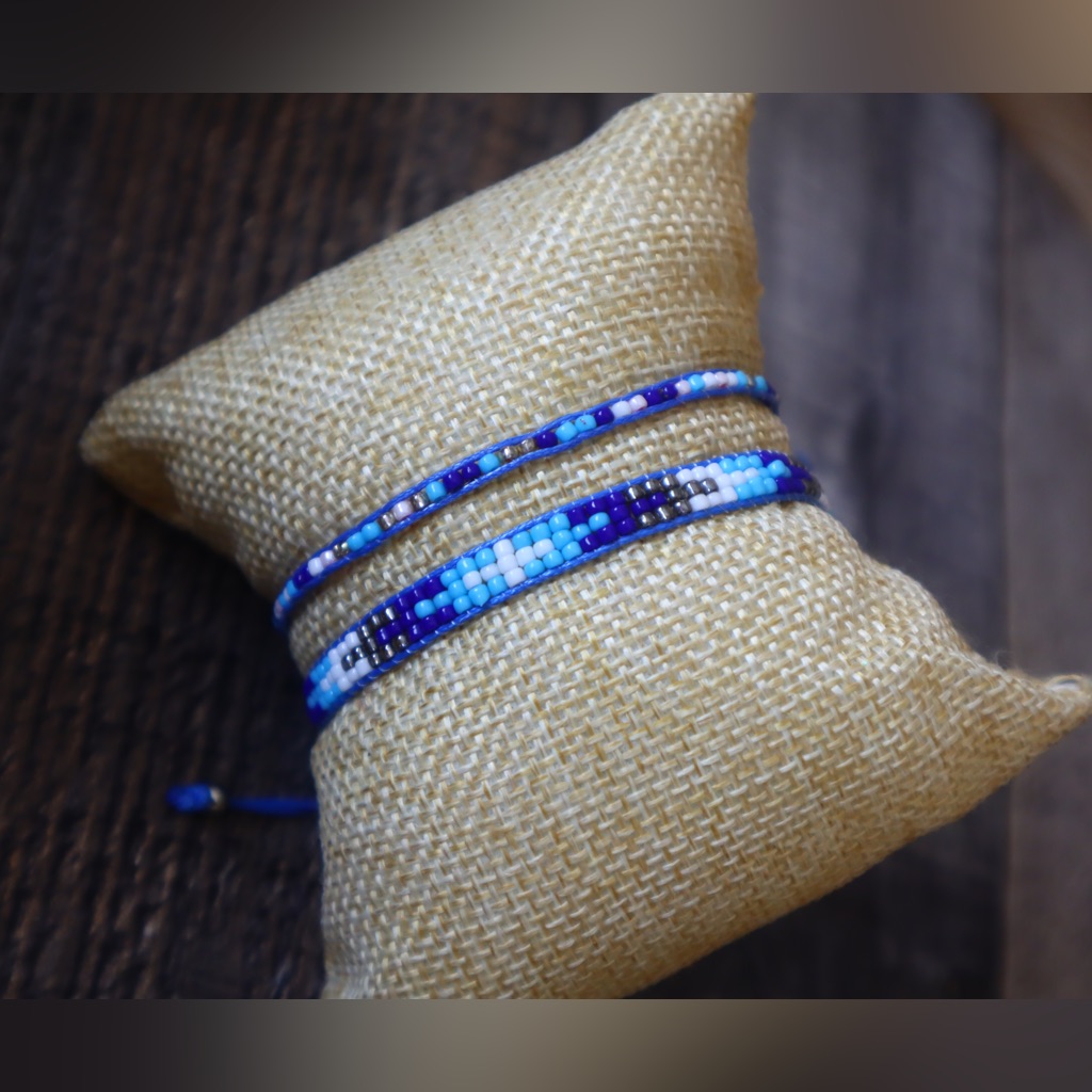 Blue Beaded Minimalist Bracelet